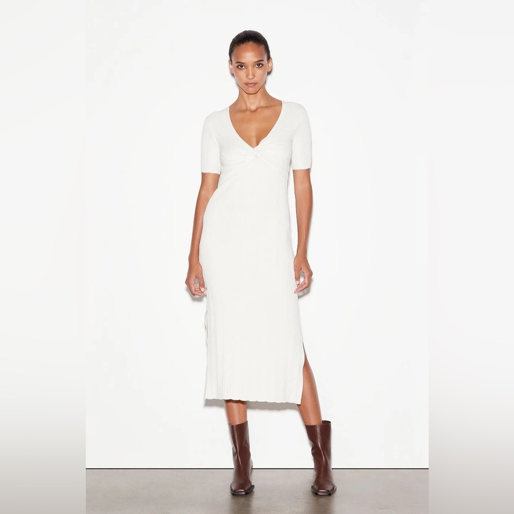 NWT FRAME - LAYERED WRAP SWEATER DRESS BONE SIZE XL